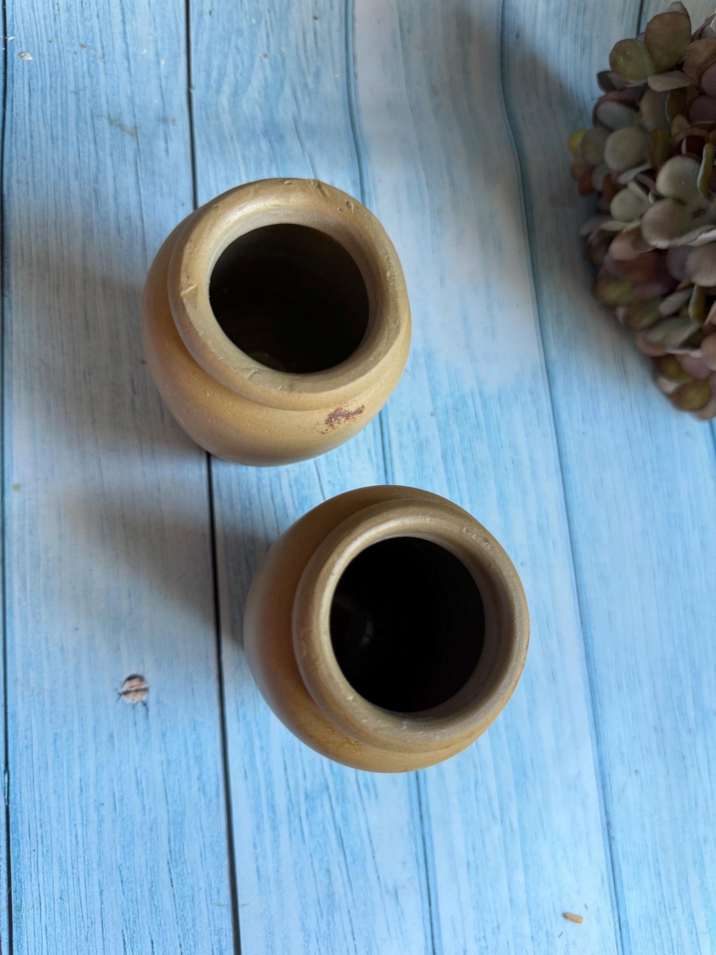 Pair of Antique Meadow Cream Stoneware Jar / Pots