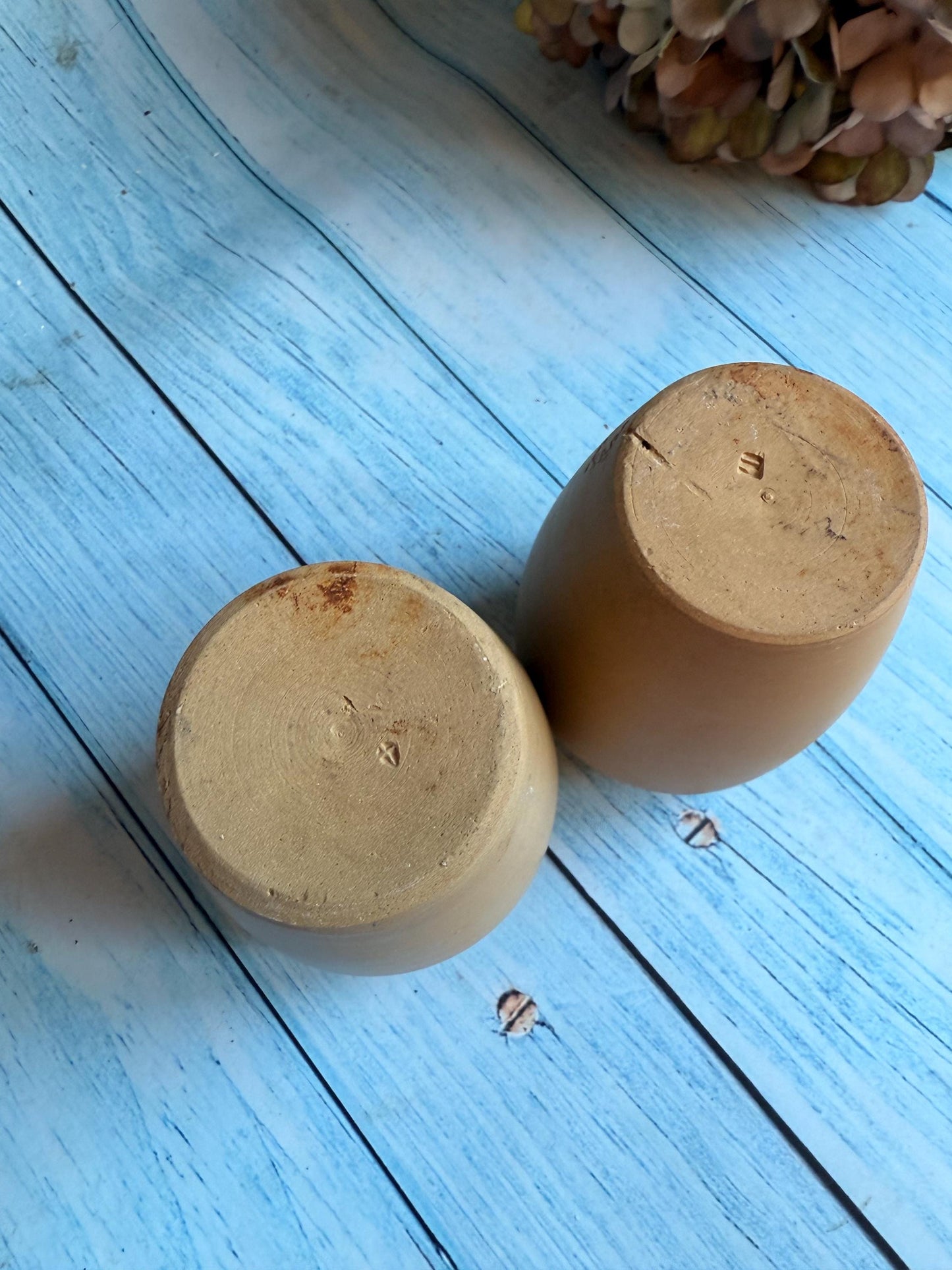 Pair of Antique Meadow Cream Stoneware Jar / Pots
