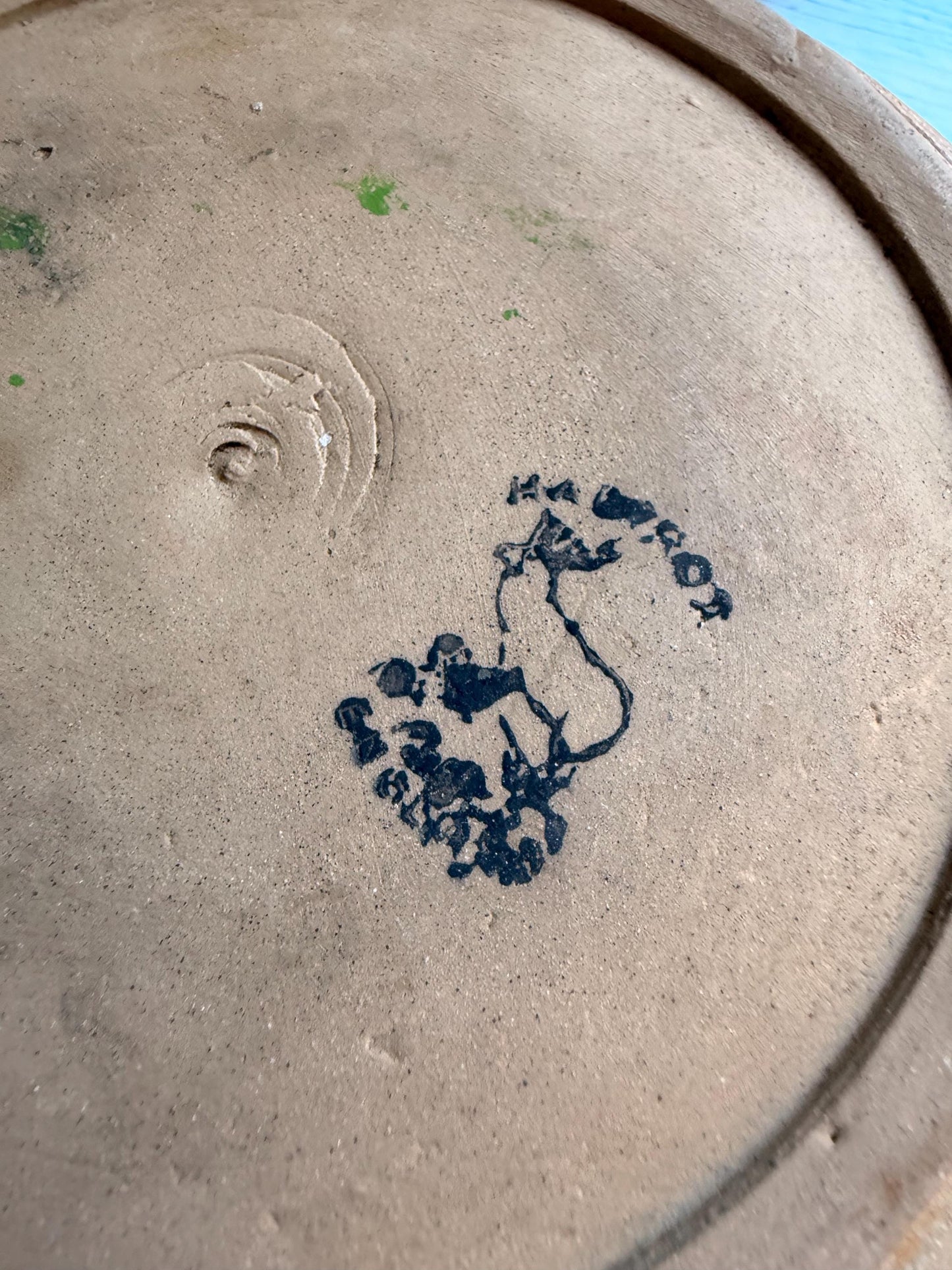 Hartrox Pottery English Vintage Ribbed Finish Handmade Large Stoneware Bowl