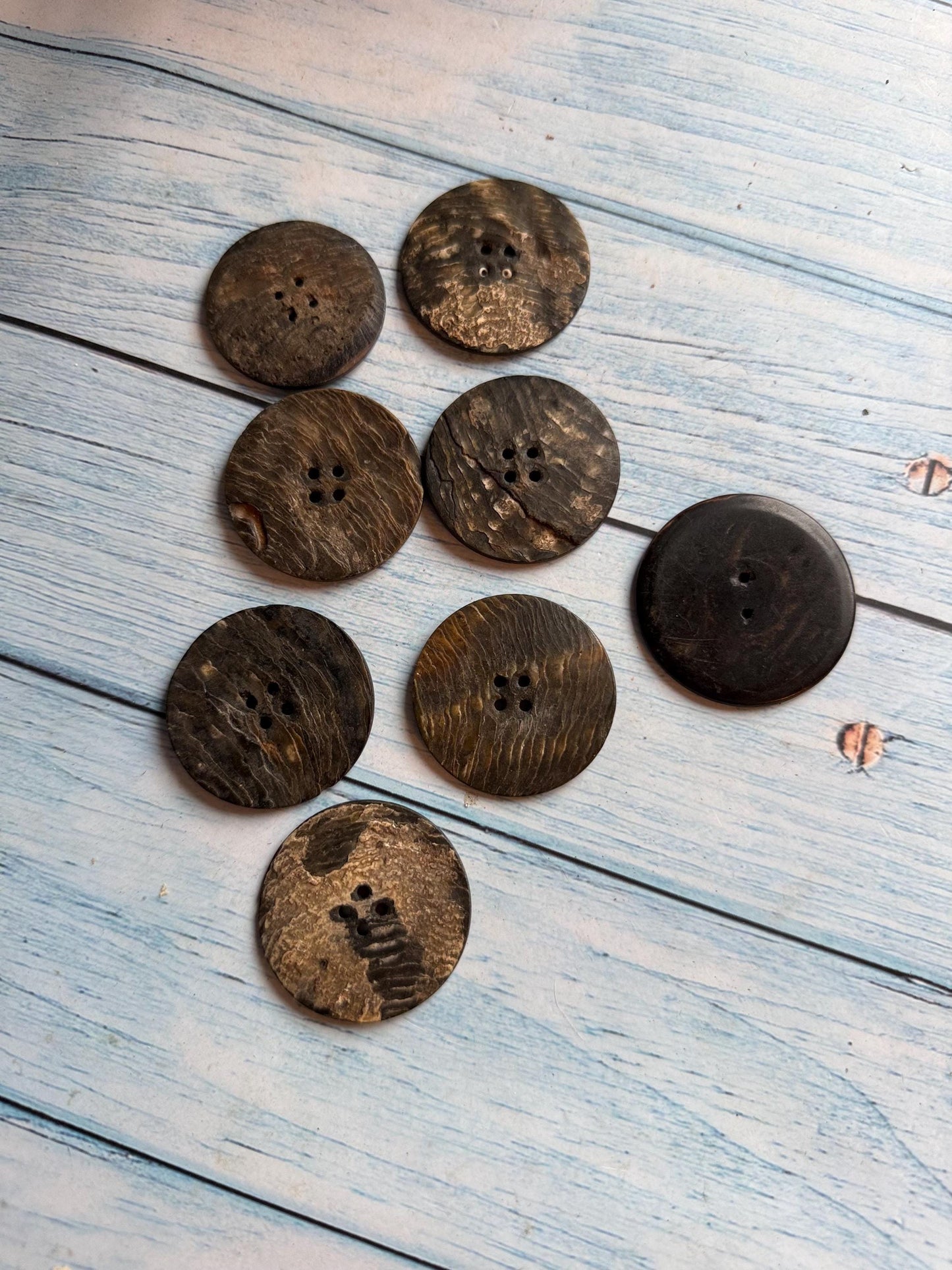 Seven Antique Mother of Pearl Abalone Vintage Large Buttons