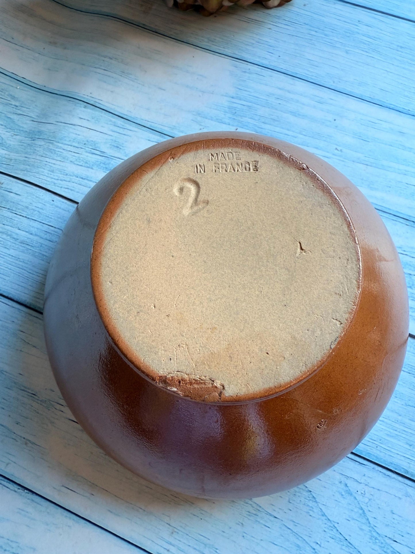Vintage French Saltglaze Stoneware Bowl