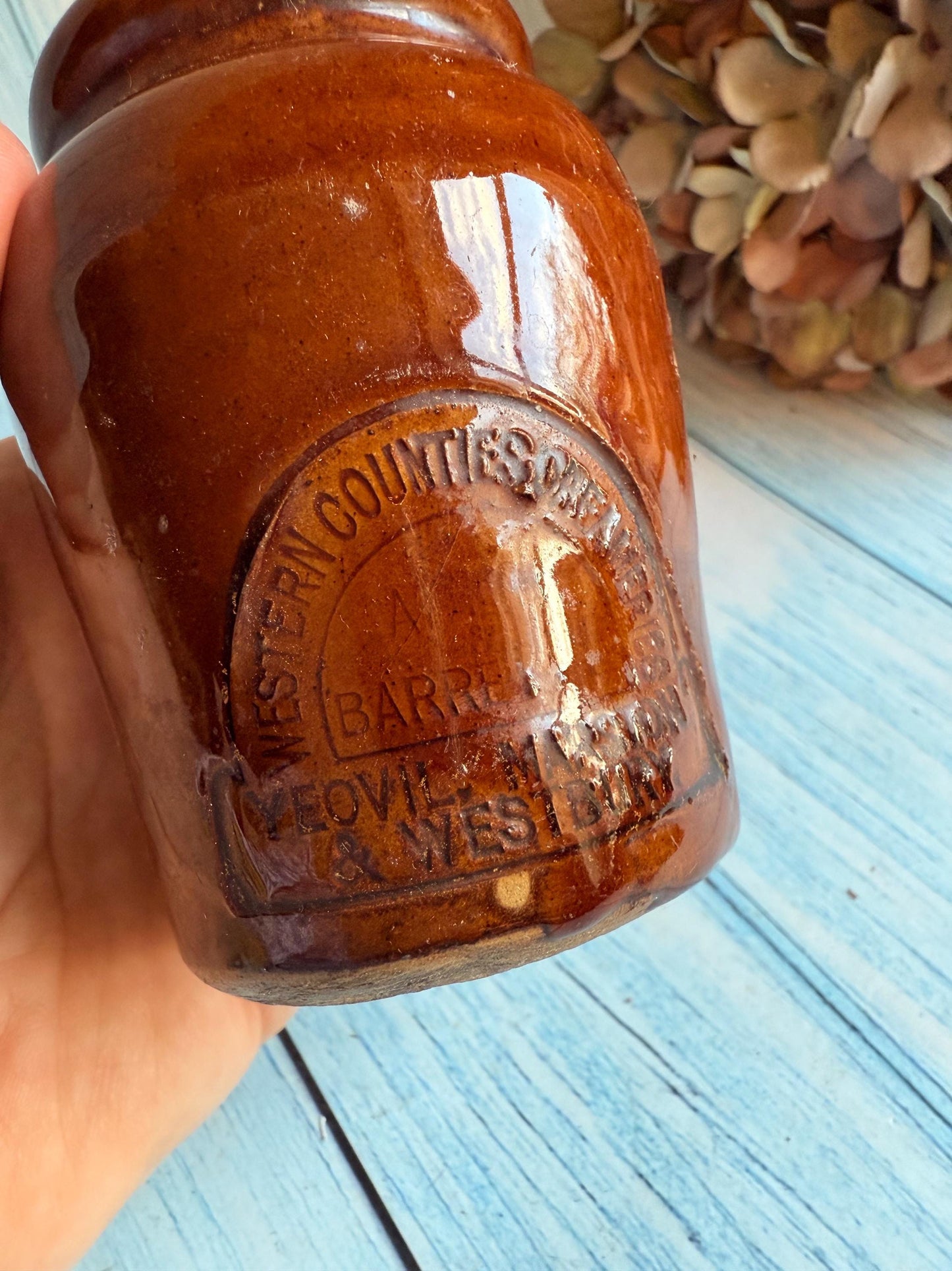 Aplin and Barrett Creameries Yeovil Marston & Westbury Stoneware Cream Pot / Jar c1910