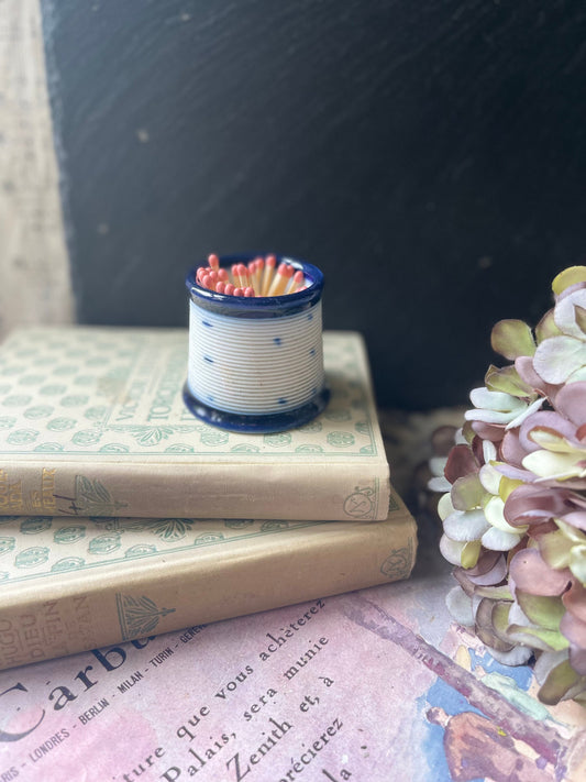 French Antique Limoges Blue and White Porcelain Match Striker Made by J.P.L. Jean Pouyat Limoges Pyrogene
